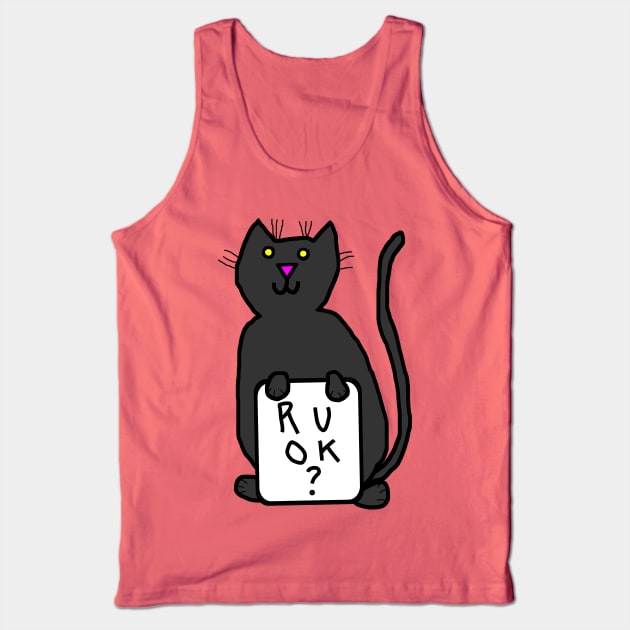 Black Cat Wants to Know Animals R U OK Tank Top by ellenhenryart